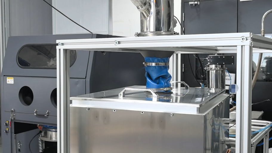 Automatic powder feeding detail in the Zorix PMS workflow